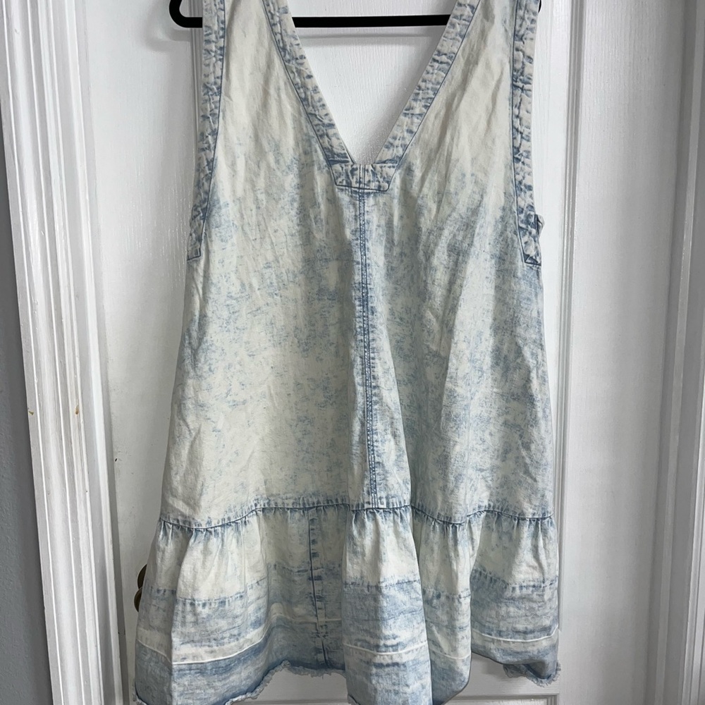 Free People Sky Blue Denim V-Neck Dress - Picture 1 of 7